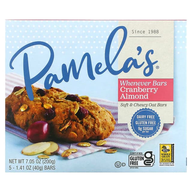 Is it Lactose Free? Pamelas Whenever Bars Oat Cranberry Almond