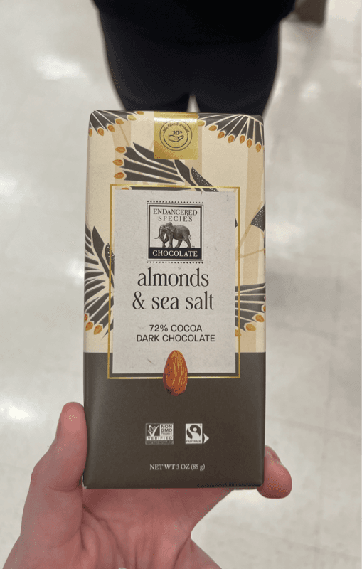 Is it Gelatin free? Endangered Species Chocolate Almonds Sea Salt + Dark Chocolate