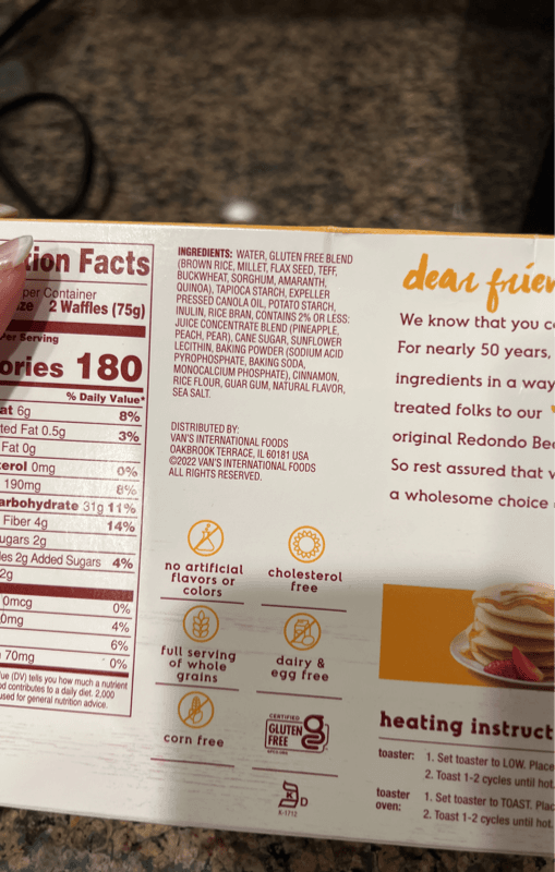 Is it Low Histamine? Van's Gluten Free Ancient Grains Waffles