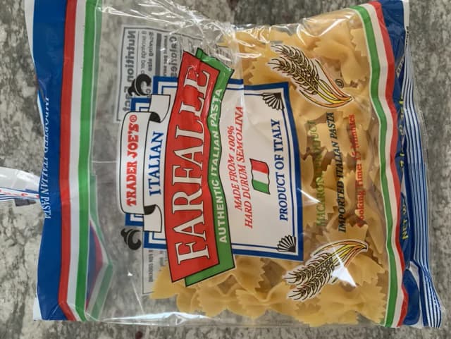 Is it Lactose Free? Trader Joe's Italian Farfalle Authentic Italian Pasta