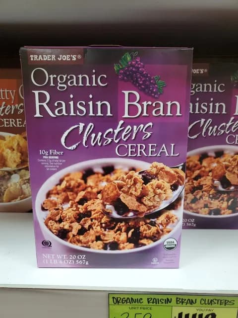 Is it Lactose Free? Trader Joe's Organic Raisin Bran Clusters Cereal