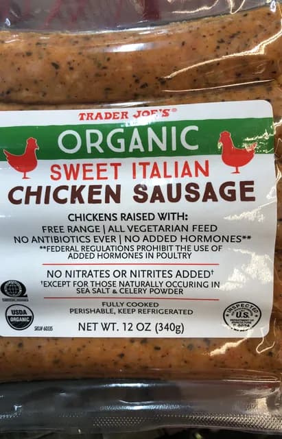 Is it Wheat Free? Trader Joe’s Organic Sweet Italian Chicken Sausage