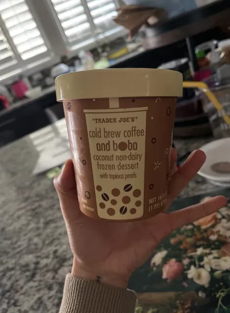 Is it Gelatin free? Trader Joe's Cold Brew Coffee And Boba Coconut Non-dairy Dessert With Tapioca Pearls