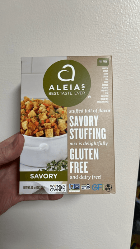 Is it Gelatin free? Aleias Stuffing Mix Savory Box