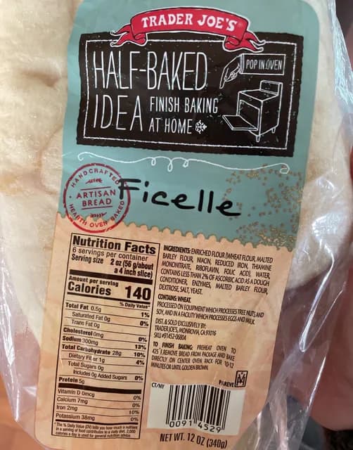 Is it Lactose Free? Trader Joe's Half-baked Idea Artisan Bread Ficelle