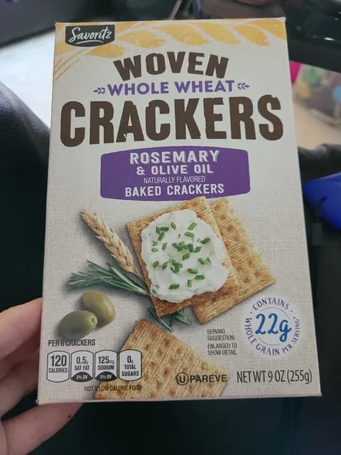 Is it Wheat Free? Savoritz Woven Whole Wheat Crackers Rosemary & Olive Oil Baked Crackers