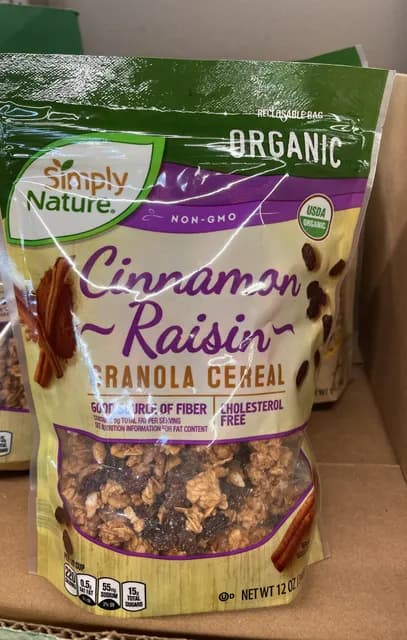 Is it Pescatarian? Simply Nature Organic Cinnamon Raisin Granola Cereal