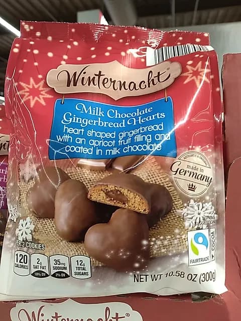 Is it Milk Free? Winternacht Milk Chocolate Gingerbread Hearts