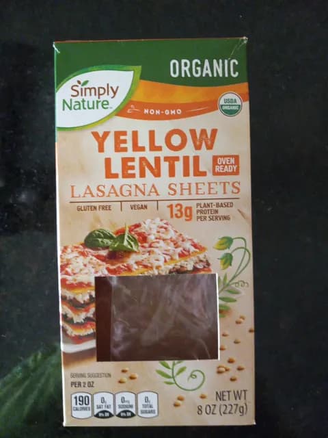 Is it Low Histamine? Simply Nature Organic Yellow Lentil Lasagna Sheets