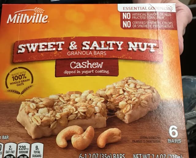 Is it Low Histamine? Millville Sweet & Salty Nut Granola Bars Cashew