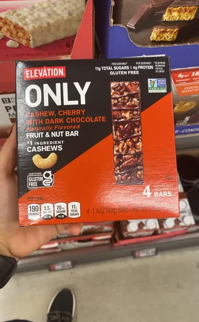 Is it Vegetarian? Elevation Only Cashew, Cherry With Dark Chocolate Fruit & Nut Bar