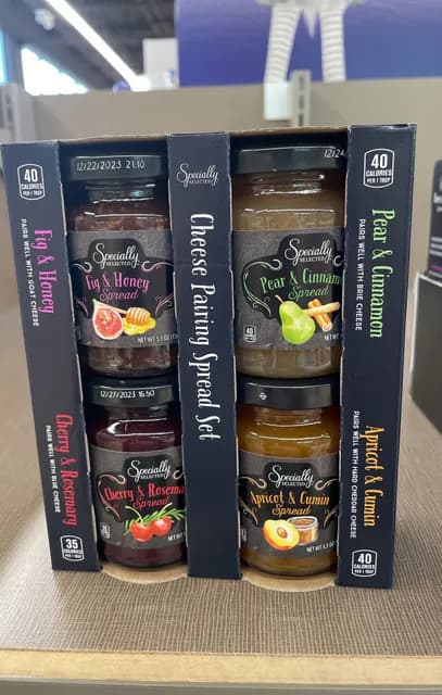 Is it Pescatarian? Specially Selected Fig & Honey Spread, Pear & Cinnamon Spread, Cherry & Rosemary Spread, Apricot & Cumin Spread