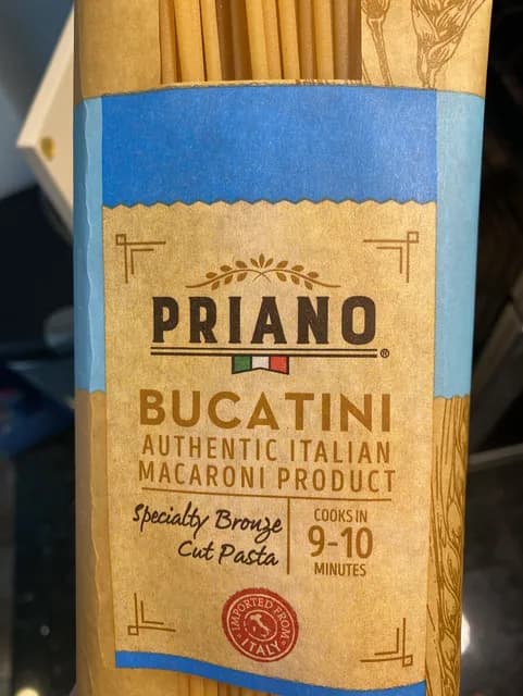 Is it Gelatin free? Priano Bucatini Authentic Italian Macaroni Product