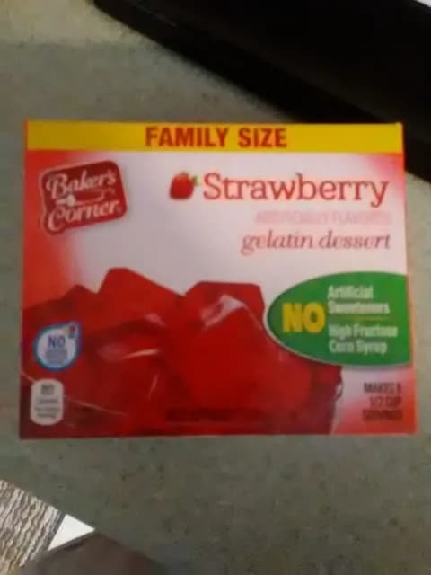 Is it Gelatin free? Baker's Corner Strawberry Gelatin Dessert