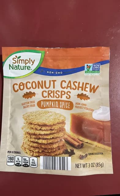 Is it Gelatin free? Simply Nature Pumpkin Spice Coconut Cashew Crisps