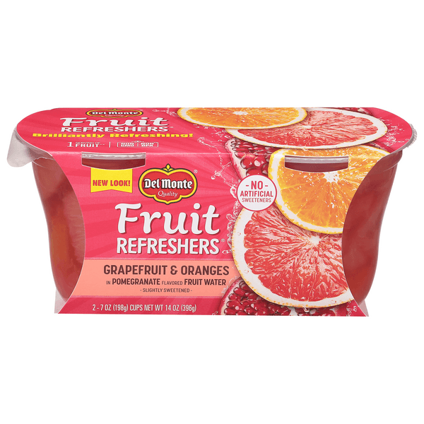 Is it Fish Free? Del Monte Fruit Refreshers Grapefruit & Oranges In Pomegranate Fruit Water Cups