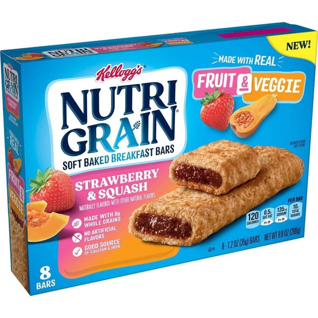 Is it Vegetarian? Nutri-grain Soft Baked Strawberry And Squash Whole Grains Breakfast Bars